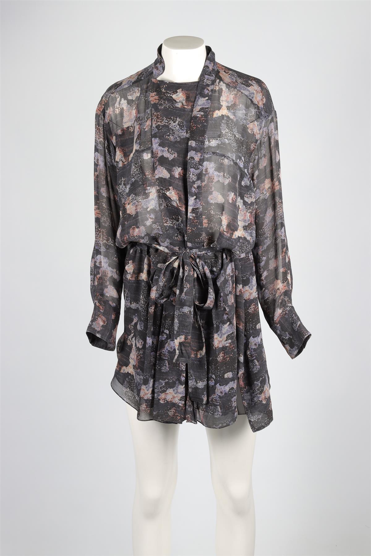 ISABEL MARANT GREY SILK MINI DRESS FR 36 UK 8