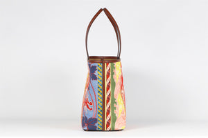 ETRO MULTICOLOURED COFFA LARGE CANVAS AND LEATHER TOTE BAG