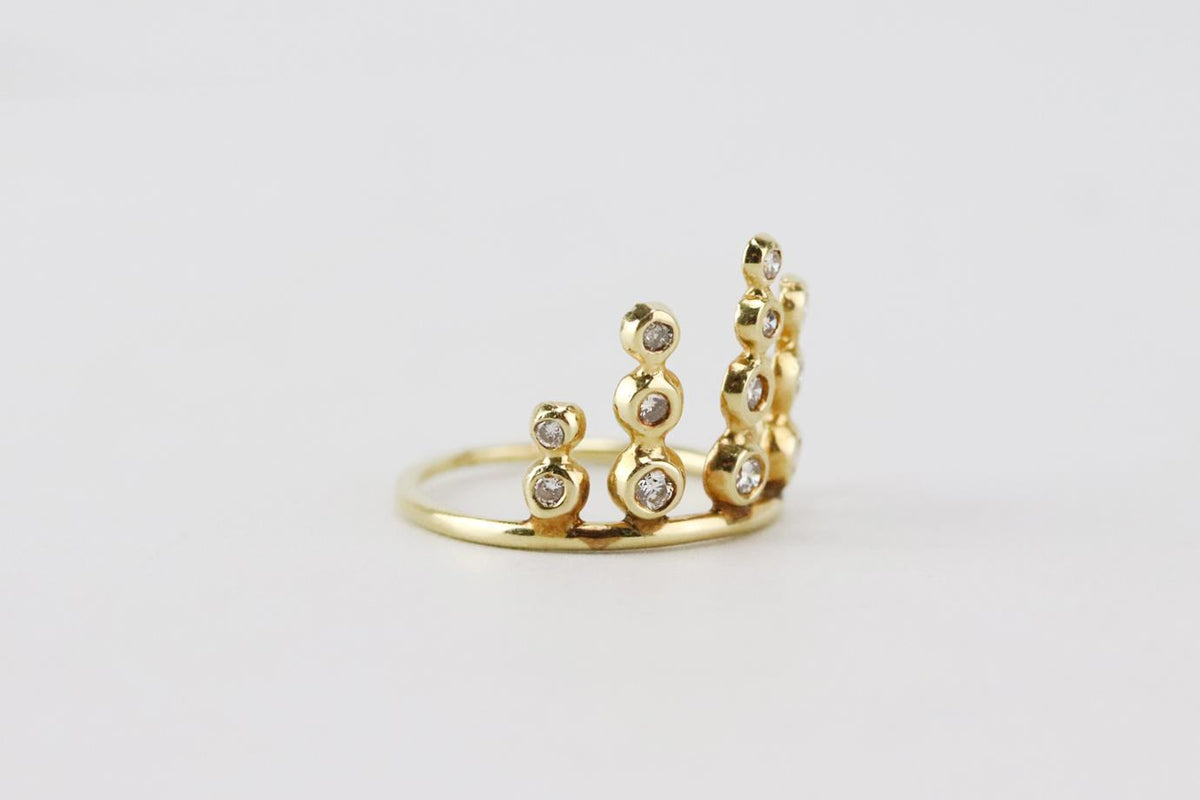 JACQUIE AICHE 14K YELLOW GOLD PAVE DIAMOND STACK RING 16 MM