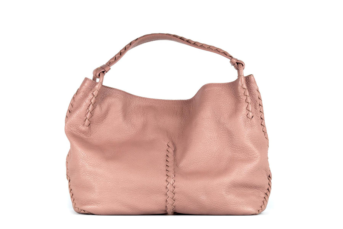 BOTTEGA VENETA PINK CERVO LEATHER SHOULDER BAG