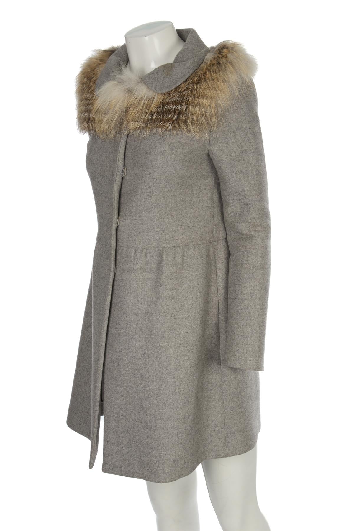 PRADA GREY WOOL COAT IT 40 UK 8