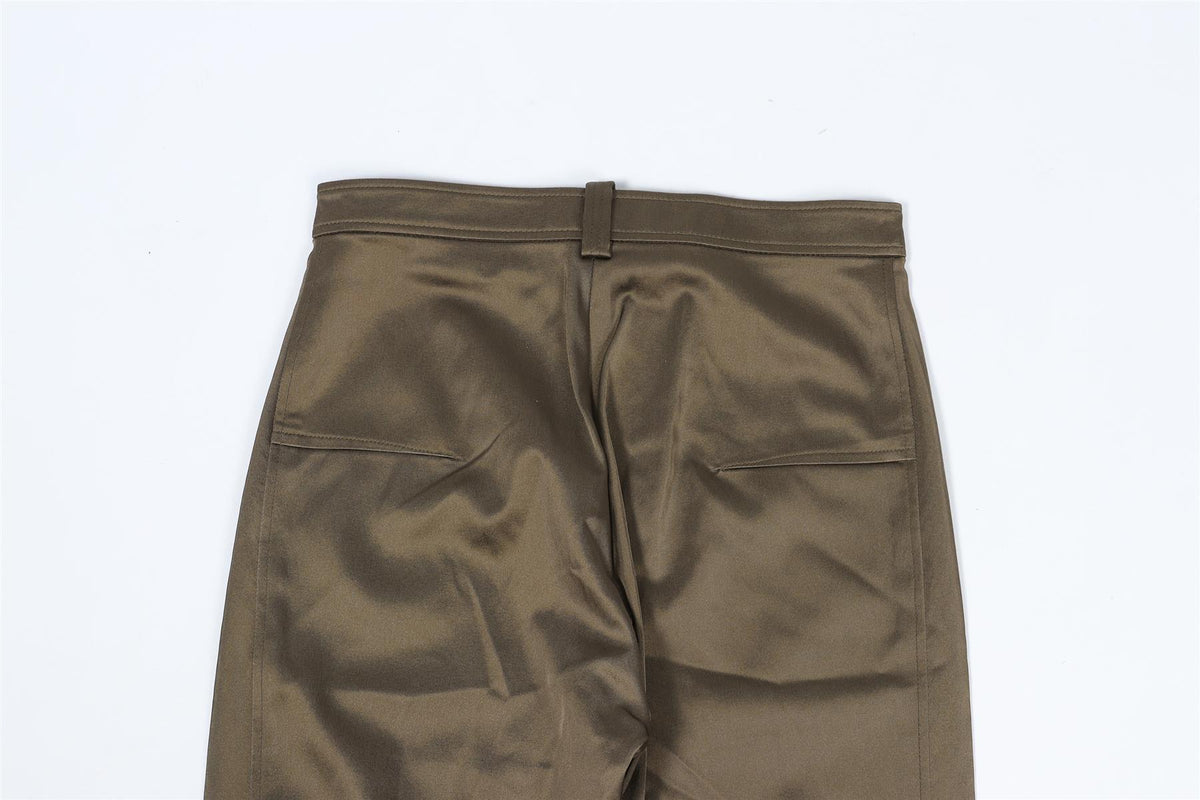 VERSACE GREEN VINTAGE SATIN SKINNY PANTS IT 38 UK 6