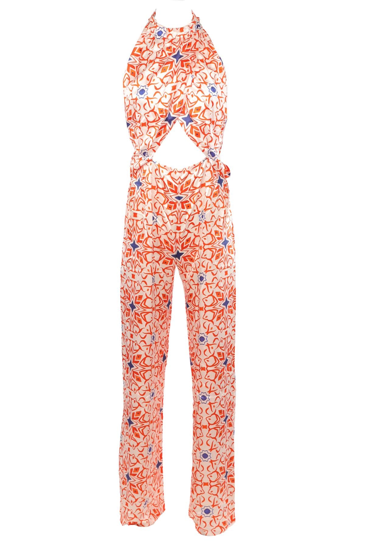 SEREN LONDON MULTI SILK JUMPSUIT MEDIUM