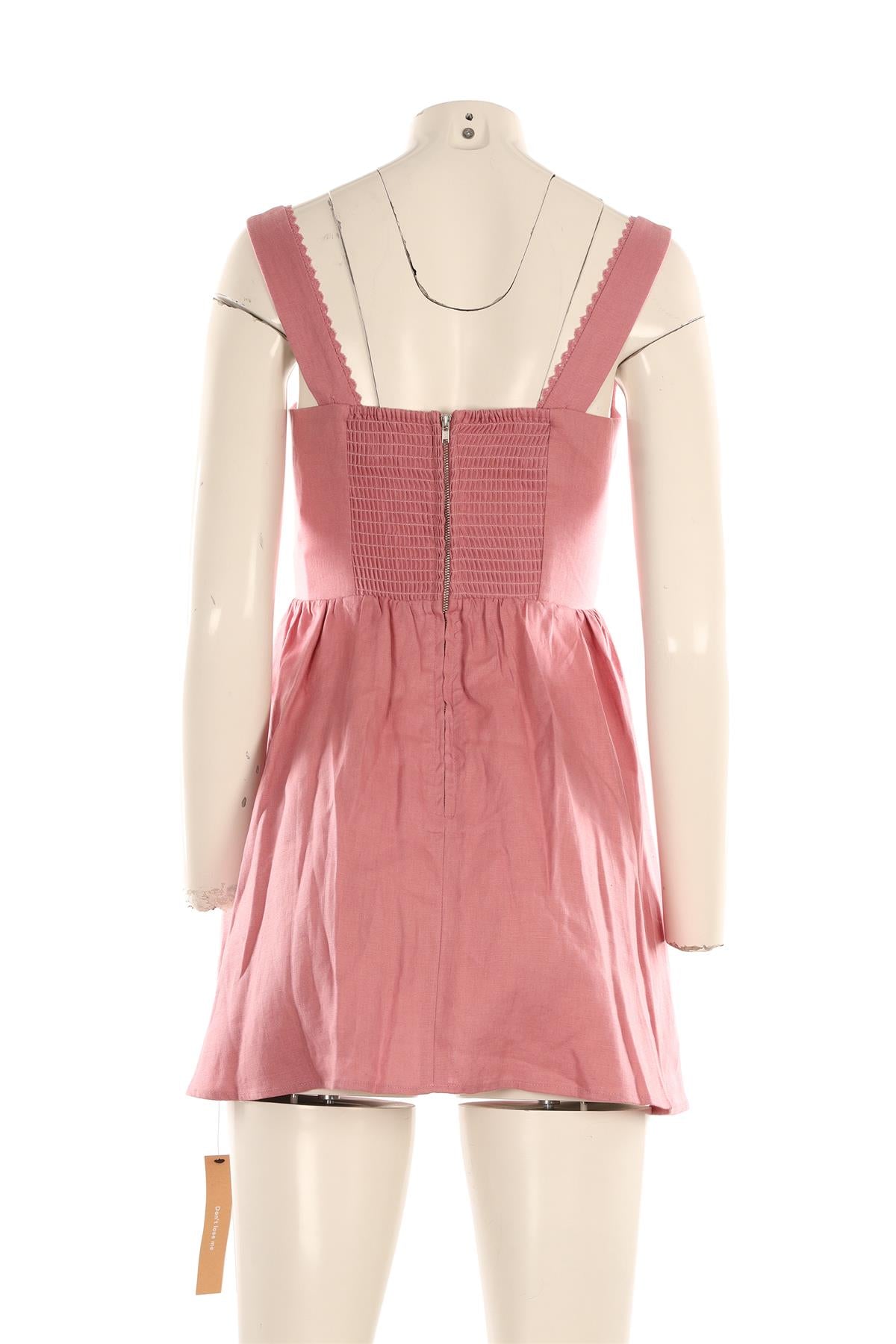REFORMATION PINK LINEN MINI DRESS US 2 UK 6