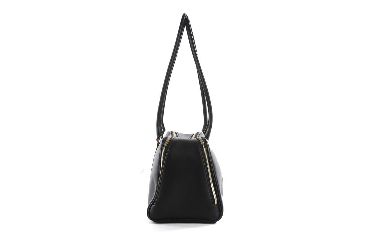 TORY BURCH BLACK MARSHMALLOW LEATHER TOTE BAG