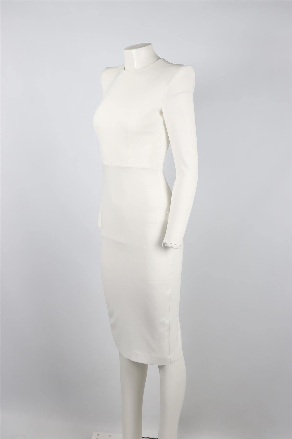 ALEX PERRY WHITE CREPE MIDI DRESS SMALL