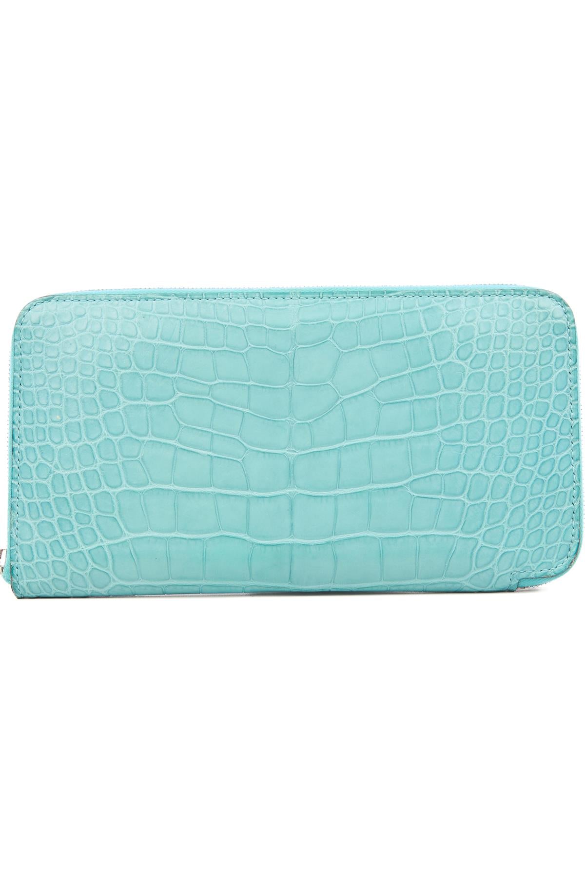 HERMÈS BLUE 2015 AZAP CLASSIC MATTE ALLIGATOR MISSISSIPPIENSIS WALLET