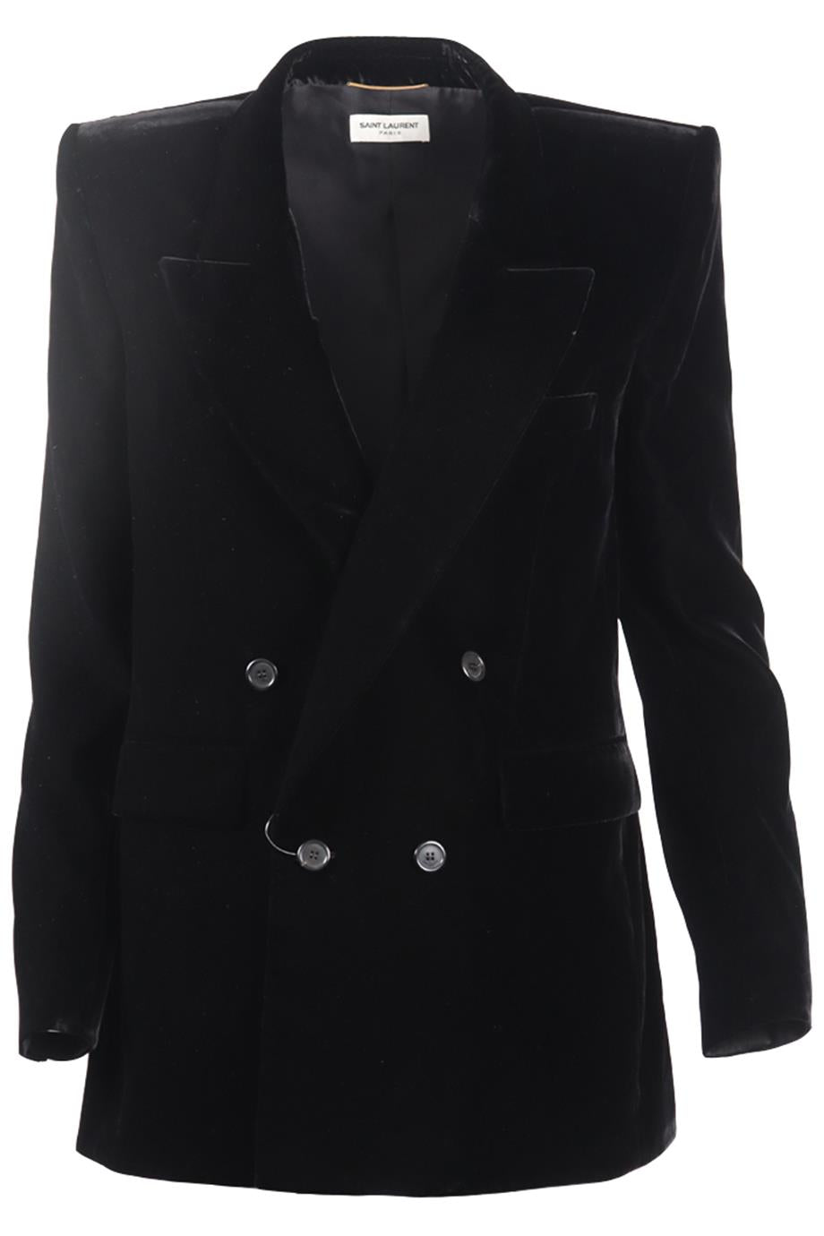SAINT LAURENT DOUBLE BREASTED VELVET BLAZER FR 44 UK 16