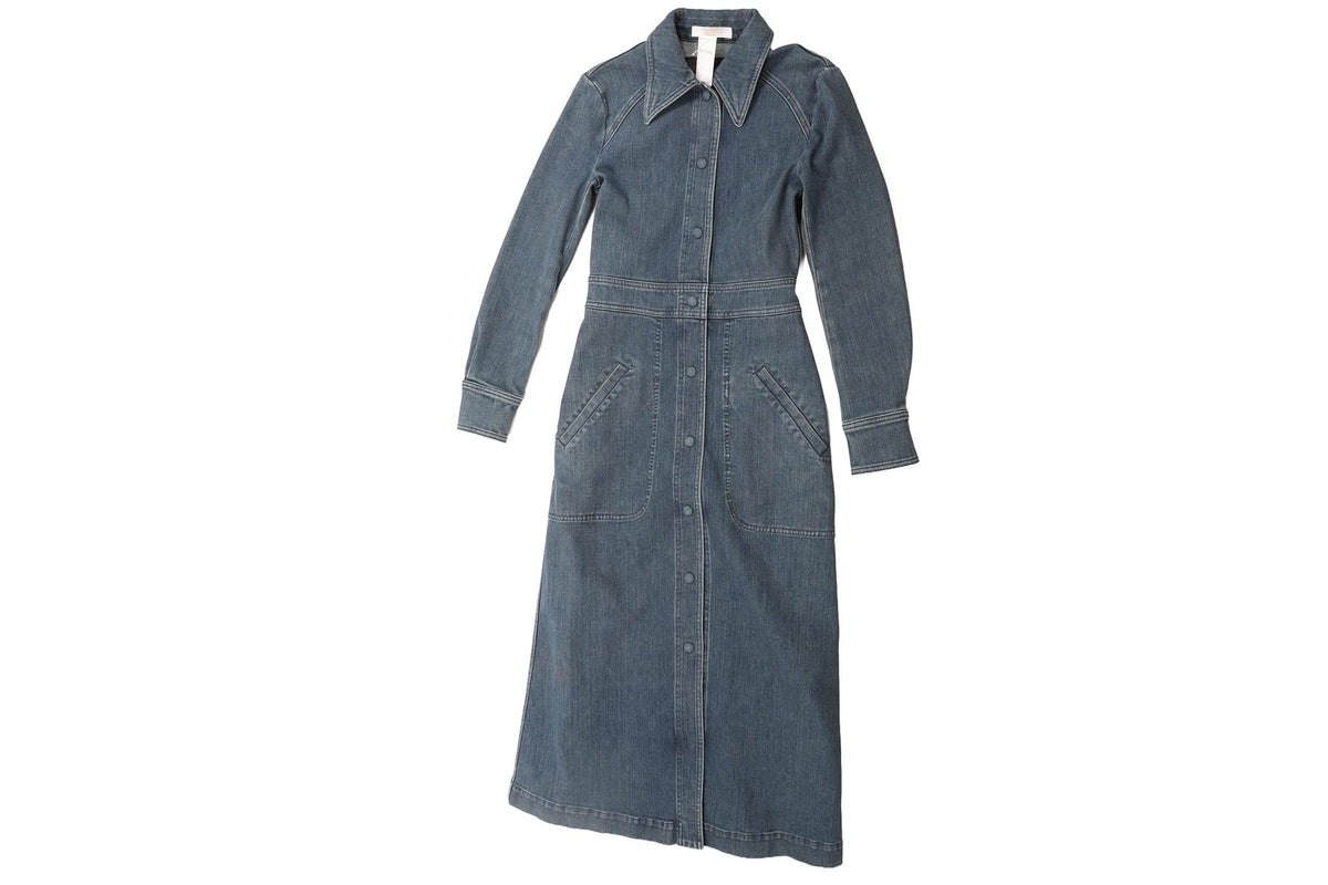 CHLOÉ BLUE DENIM MAXI DRESS FR 34 UK 6