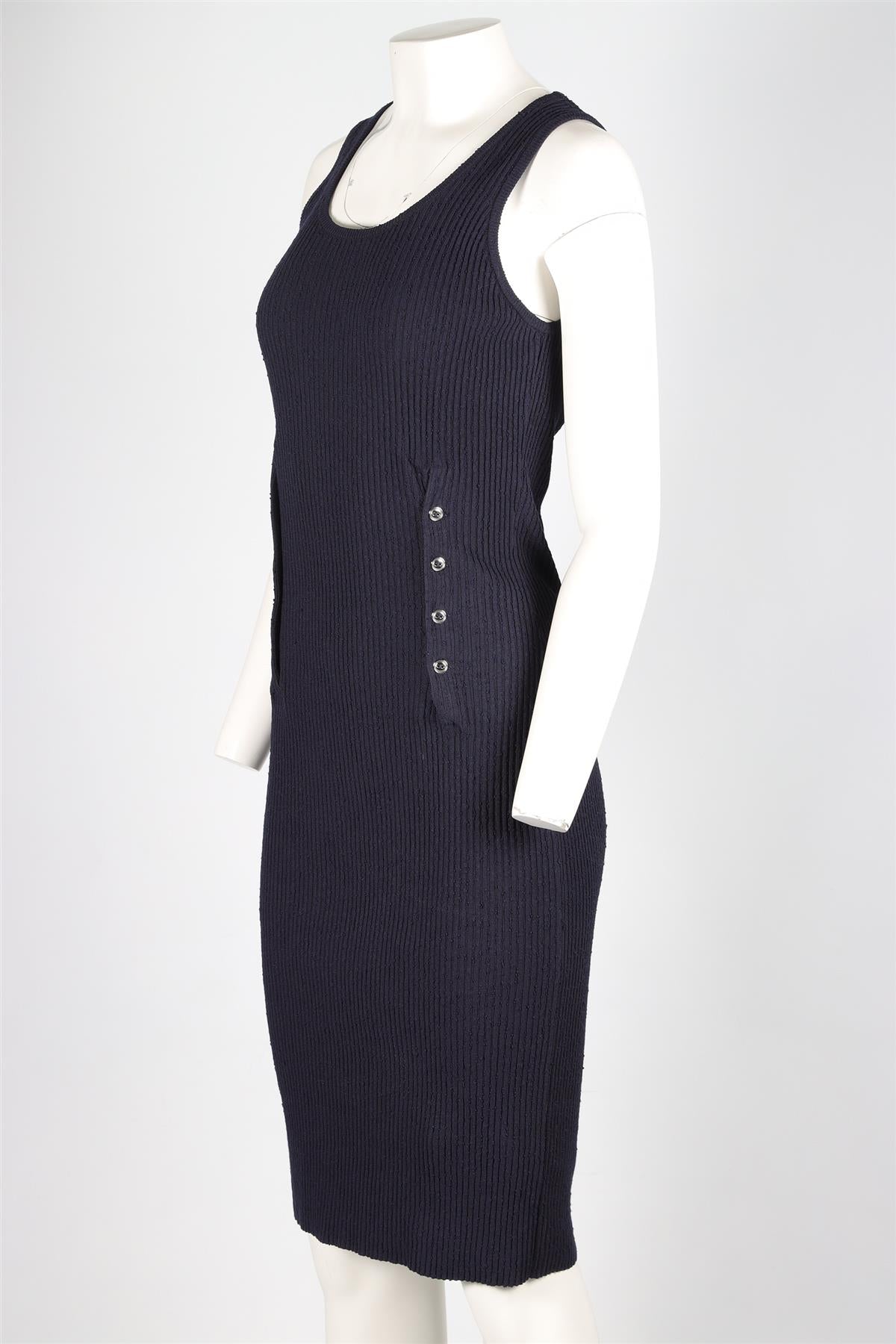 BOTTEGA VENETA BLUE KNIT MIDI DRESS LARGE