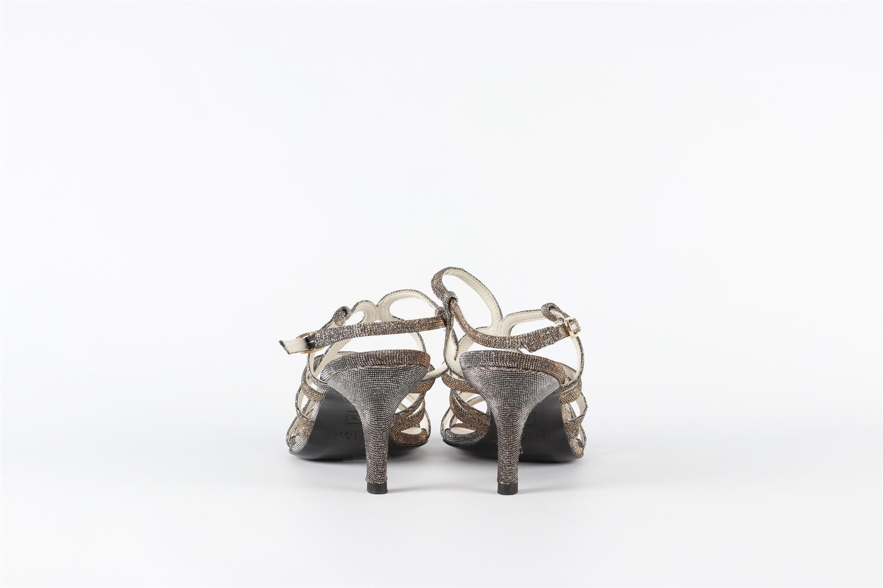 STUART WEITZMAN SILVER FABRIC SANDALS EU 36.5 UK 3.5 US 6.5