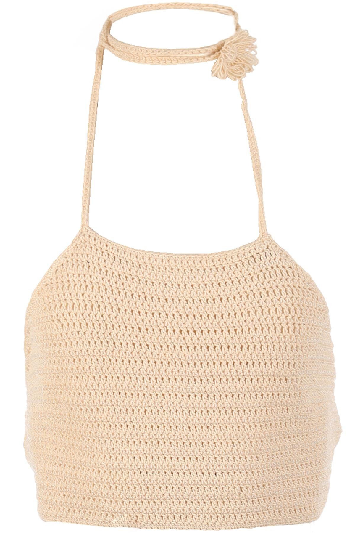 MAGDA BUTRYM CREAM CROCHET TOP FR 36 UK 8