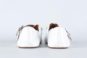 ALAÏA WHITE CRISS CROSS LEATHER BALLET FLATS EU 38.5 UK 5.5 US 8.5