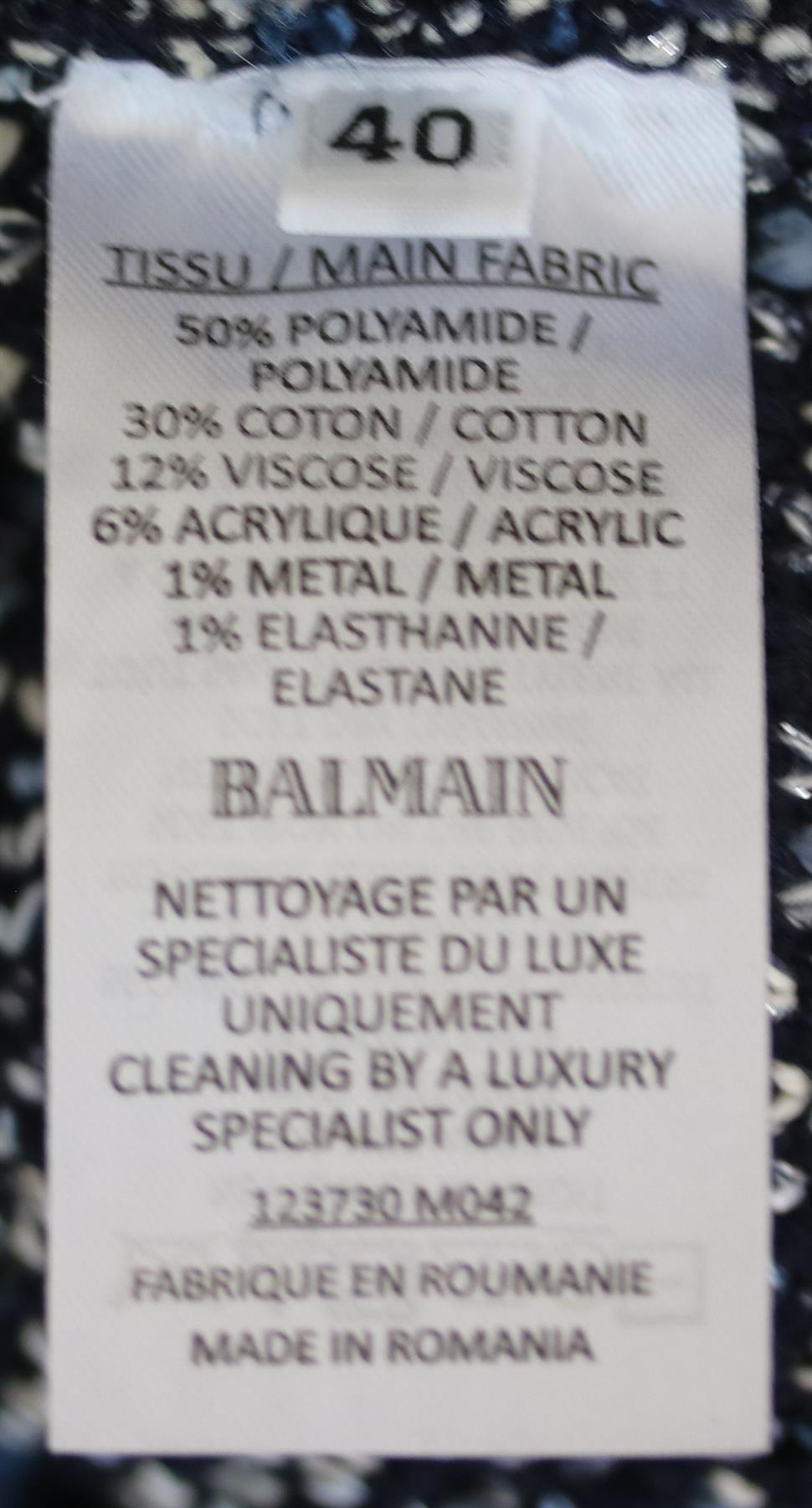 BALMAIN FRAYED STRETCH TWEED MINI DRESS FR 40 UK 12