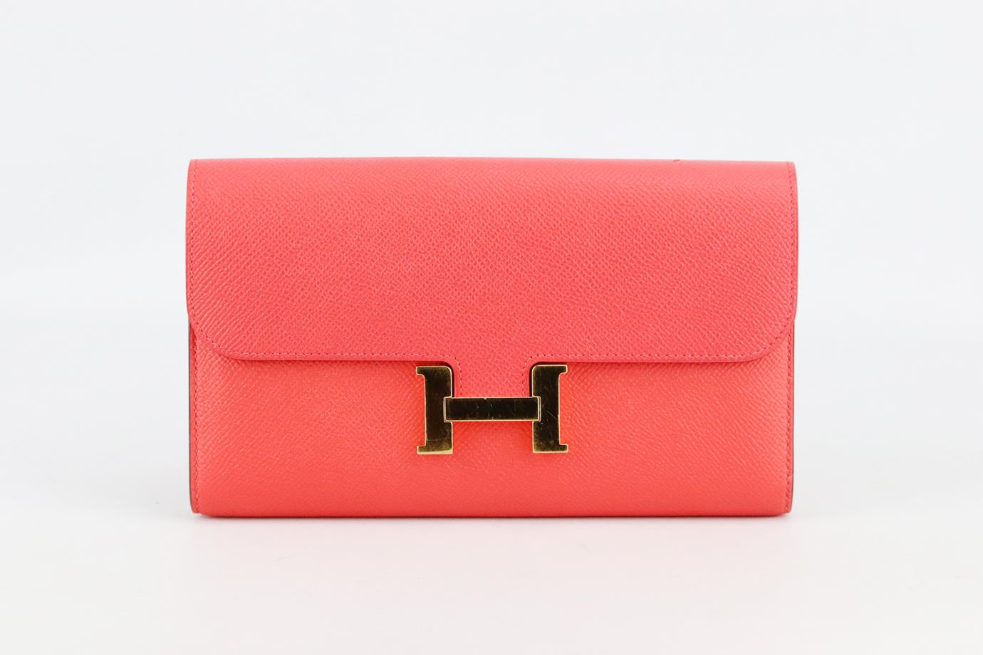 Authenticated Used Hermes Constance Long Rose Jaipur Wallet Epson