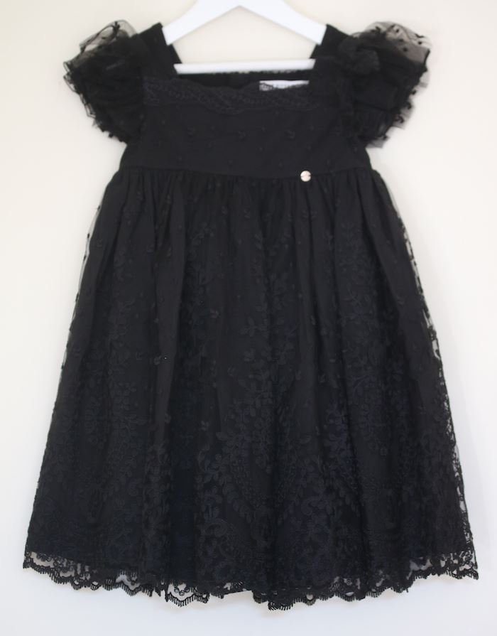 GIVENCHY GIRLS BLACK SILK & LACE DRESS 4 YEARS