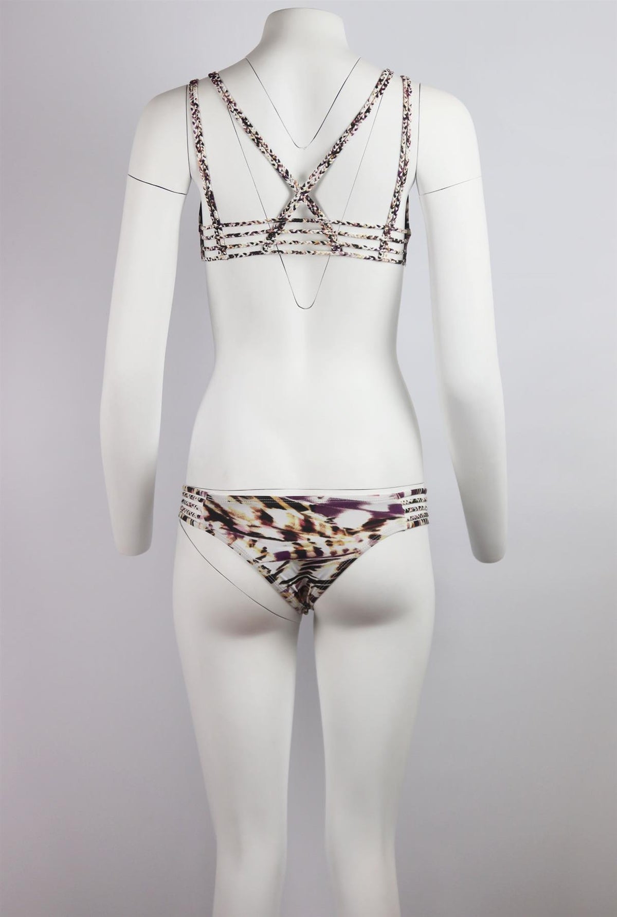 VITAMIN A CUTOUT PRINTED TRIANGLE BIKINI SMALL/MEDIUM