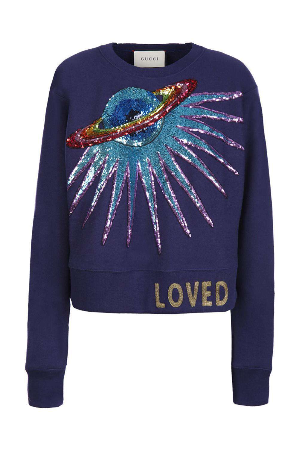 GUCCI CROPPED SEQUIN EMBROIDERED SWEATER SMALL