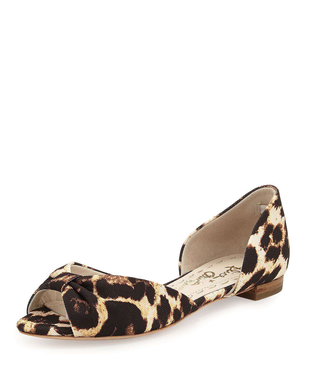 ALICE AND OLIVIA HARRIS LEOPARD PRINT PEEP TOE FLATS EU 40 UK 7 US 10