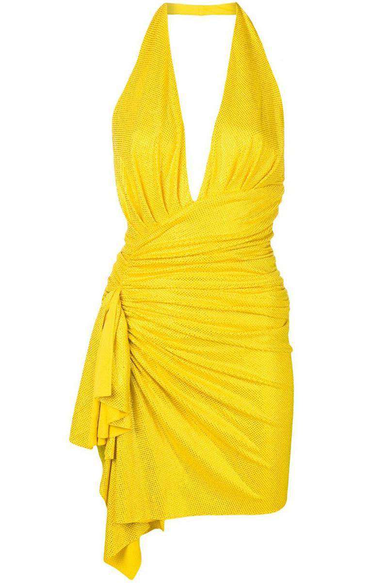 ALEXANDRE VAUTHIER CRYSTAL EMBELLISHED HALTER MINI DRESS IT 38 UK 6