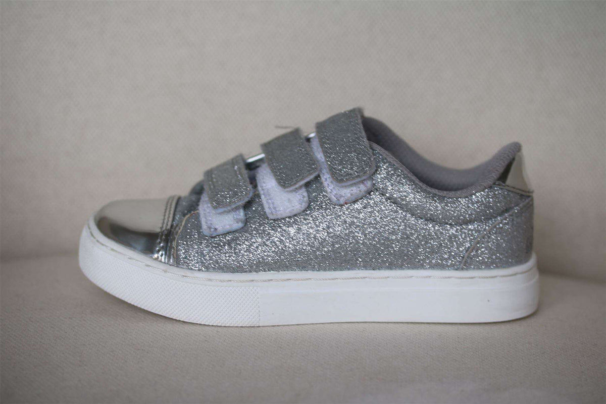 MINI MISS KG GIRLS SUPERNOVA SILVER GLITTER TRAINERS EU 28 UK 10