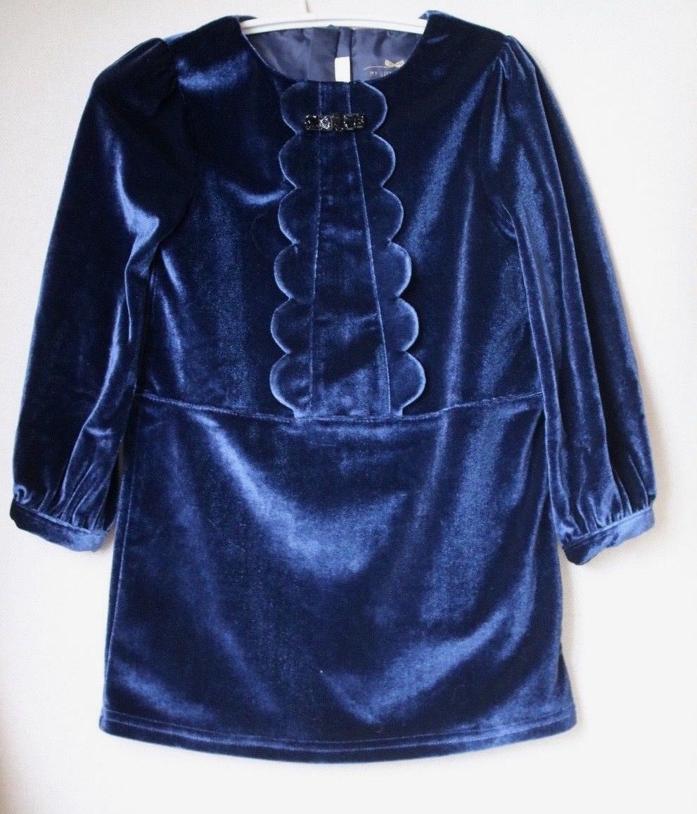 BILLIEBLUSH GIRLS NAVY BLUE VELVET DRESS 3 YEARS
