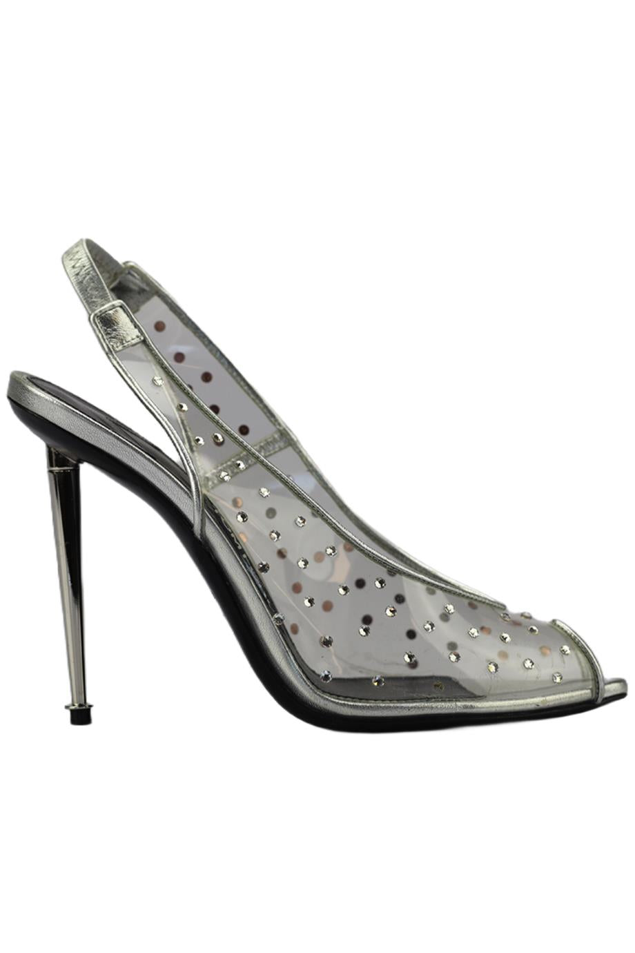 TOM FORD CRYSTAL EMBELLISHED PVC AND LEATHER SLINGBACK PUMPS EU 38 UK 5 US 8