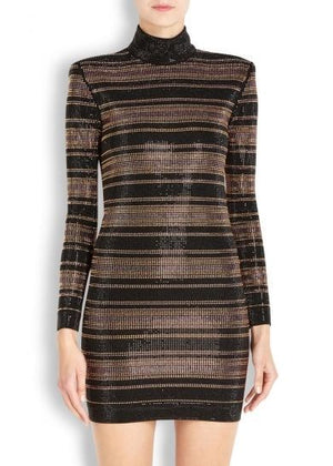 BALMAIN CRYSTAL EMBELLISHED MINI DRESS FR 38 UK 8
