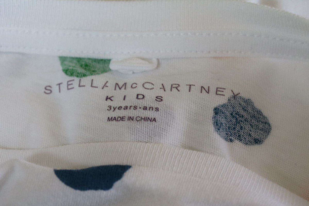STELLA MCCARTNEY KIDS BABY GIRLS WHITE SPOTTY PLUM CROPPED TOP 3 YEARS