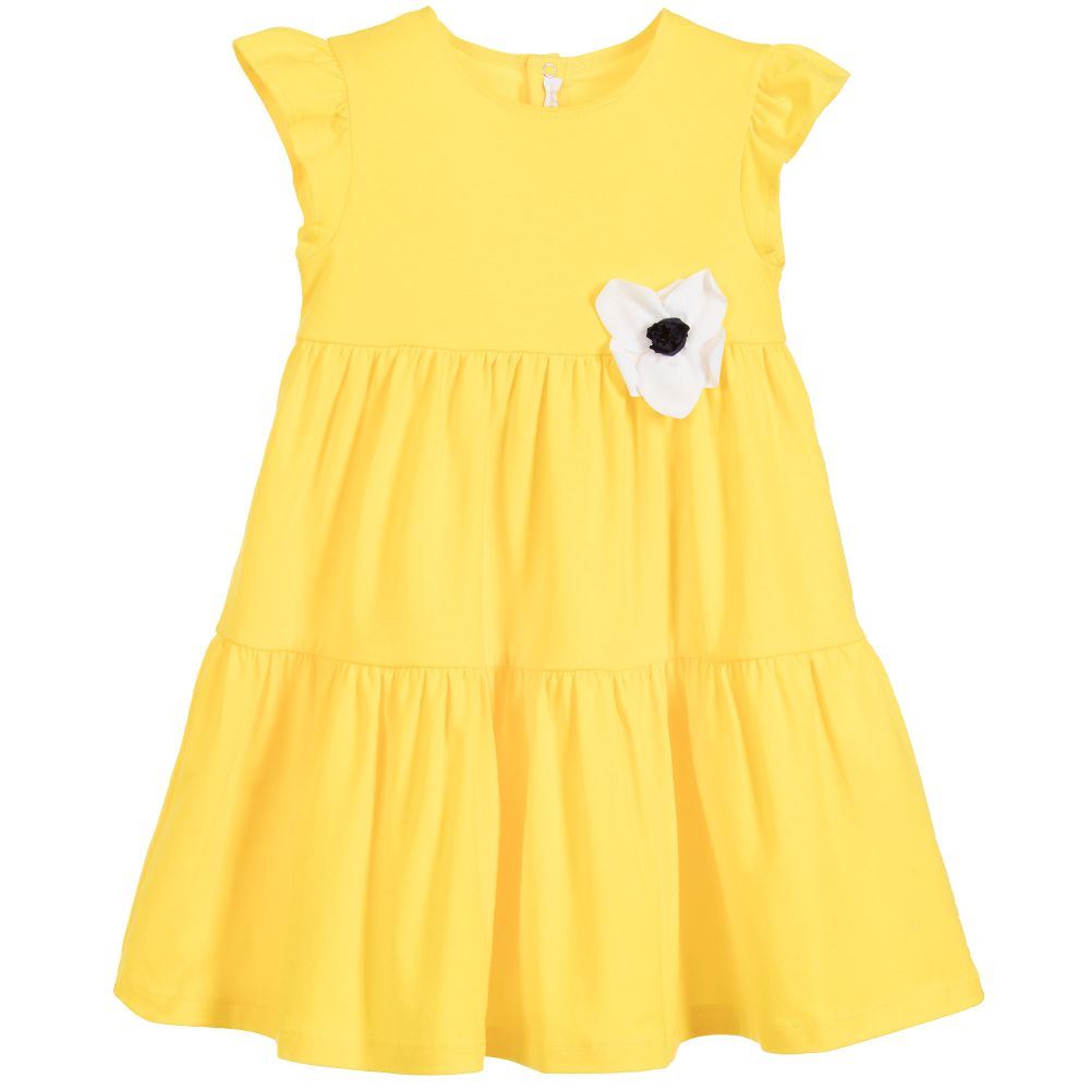 IL GUFO GIRLS YELLOW COTTON JERSEY DRESS 4 YEARS