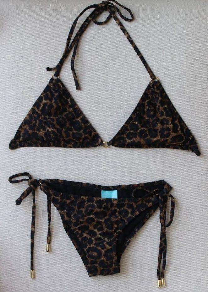 MELISSA ODABASH MONTE CARLO CHEETAH PRINT TRIANGLE BIKINI UK 10/UK 16
