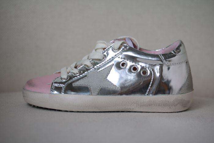 GOLDEN GOOSE DELUXE BRAND KIDS SILVER TRAINERS EU 26 UK 8.5
