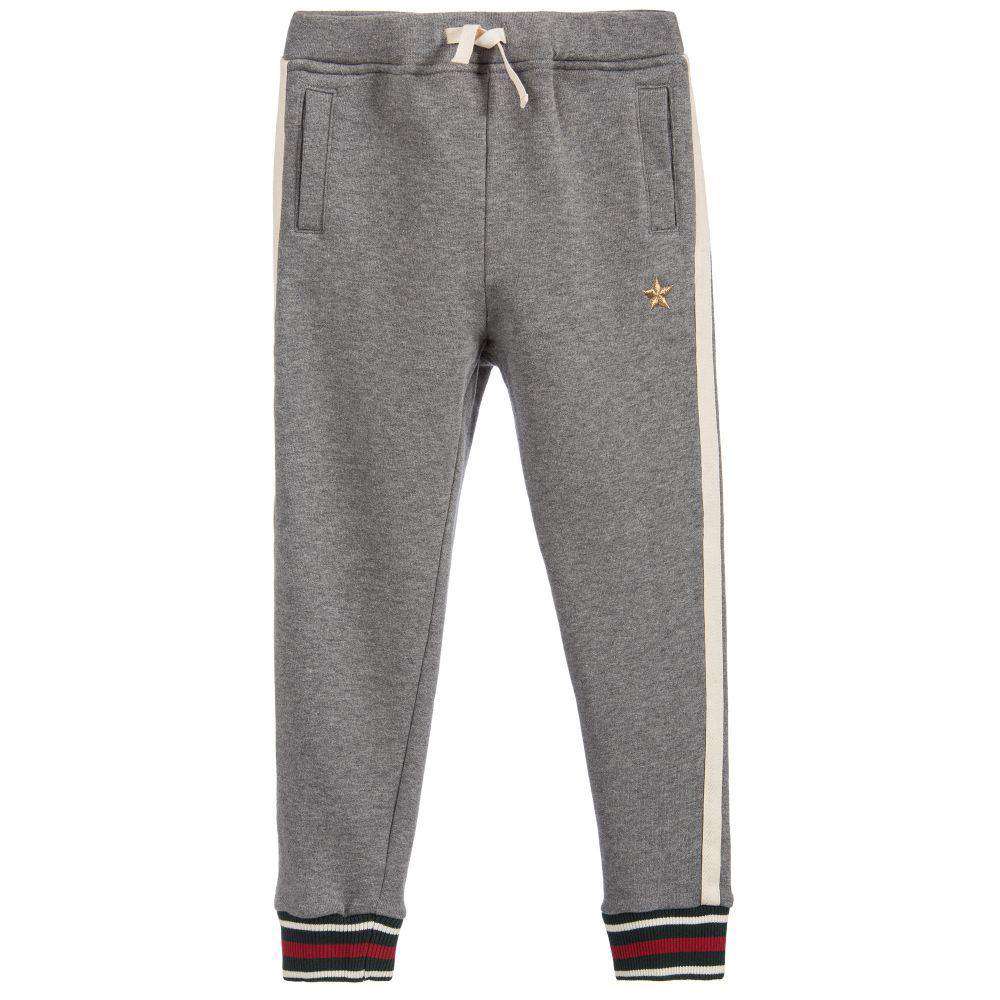 GUCCI BABY BOYS GREY & GOLD STAR TRACKSUIT TROUSERS 12-18 MONTHS