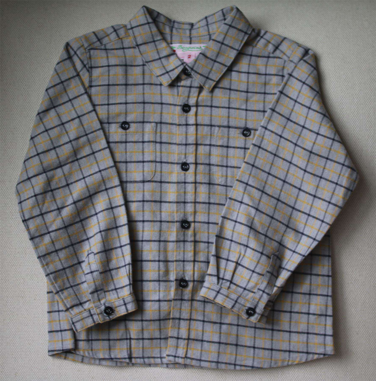 BONPOINT BABY PLAID MICO SHIRT 2 YEARS