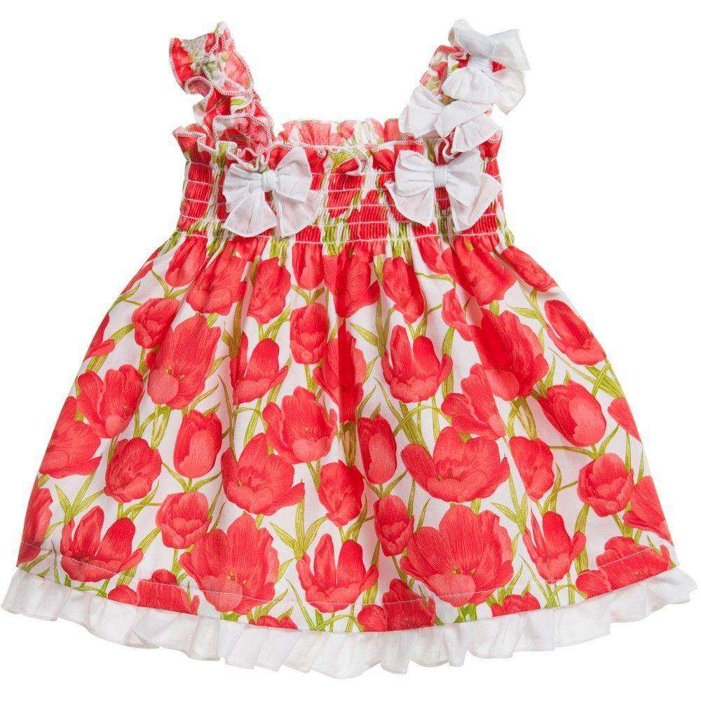 ALETTA BABY RED FLORAL DRESS AND BLOOMERS 18 MONTHS