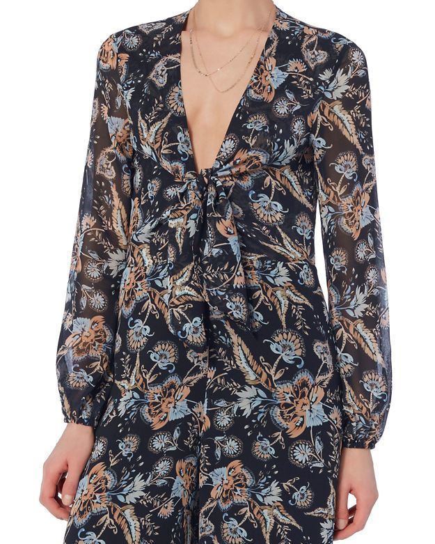 INTERMIX LYSETTE FRONT KNOT PRINT JUMPSUIT MEDIUM