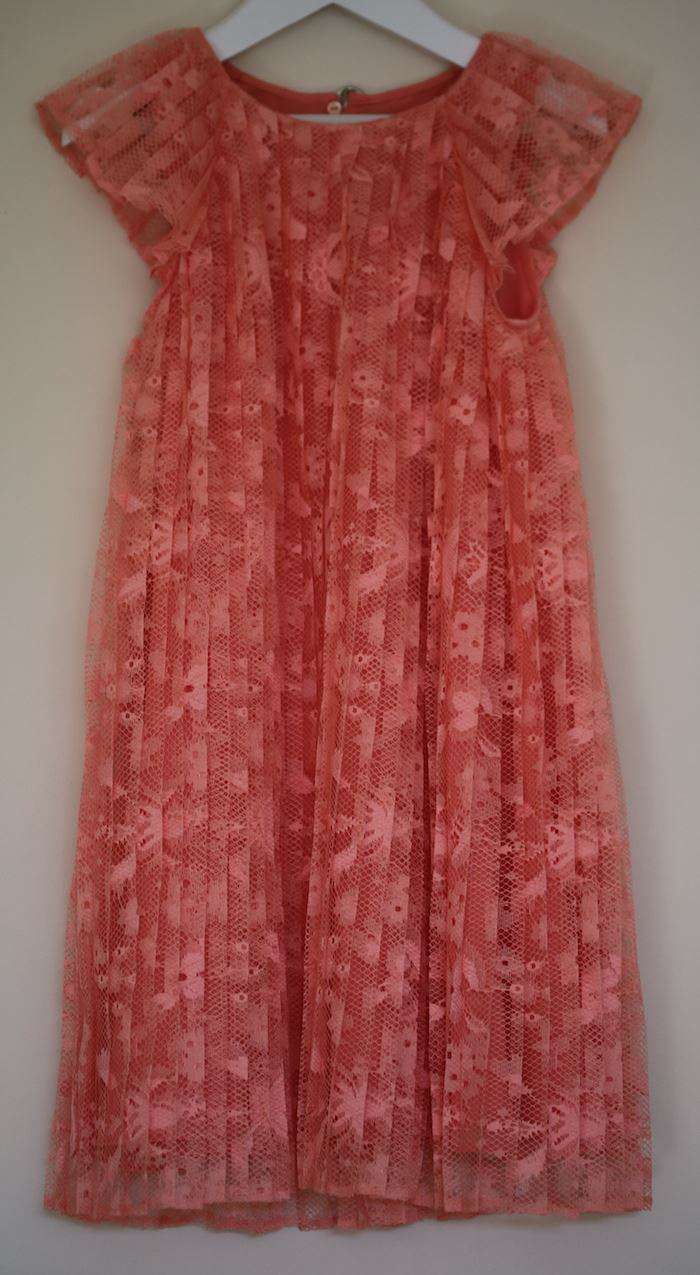 DIOR GIRLS CORAL PINK PLEATED DRESS 6 YEARS