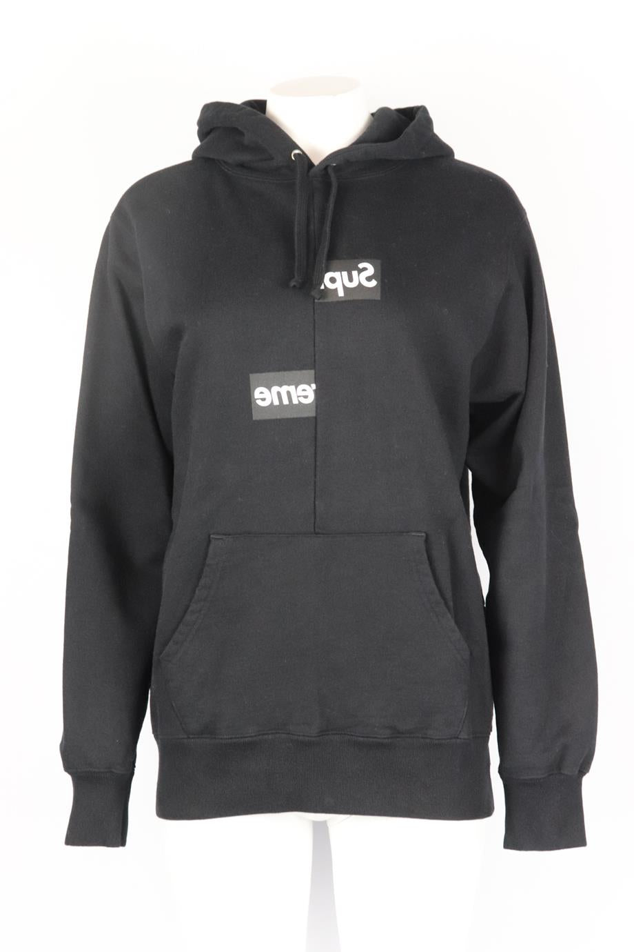 SUPREME + COMME DES GARÇONS 2018 LOGO PRINTED COTTON JERSEY HOODIE MEDIUM