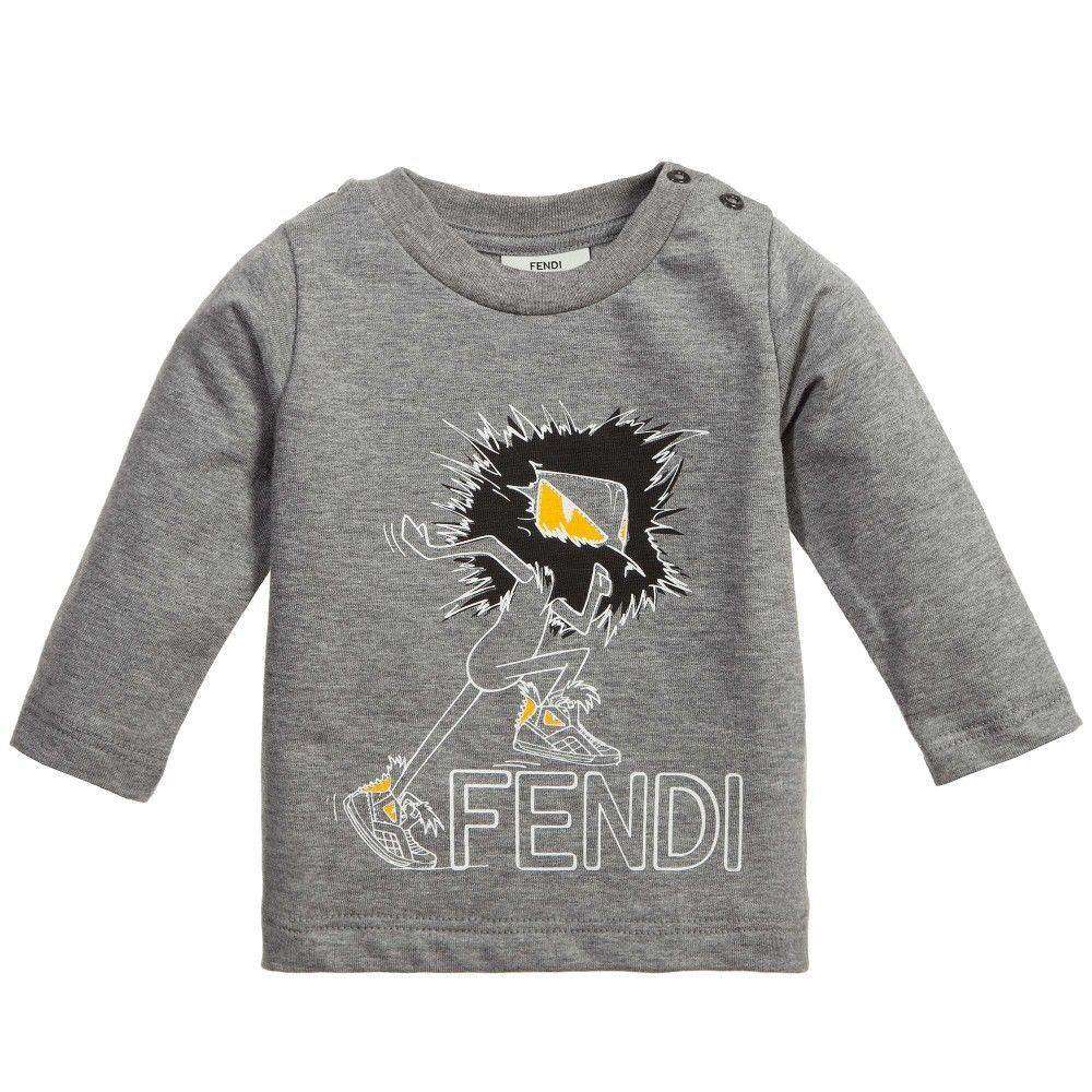 FENDI BABY GREY MONSTER TOP T-SHIRT 9 MONTHS