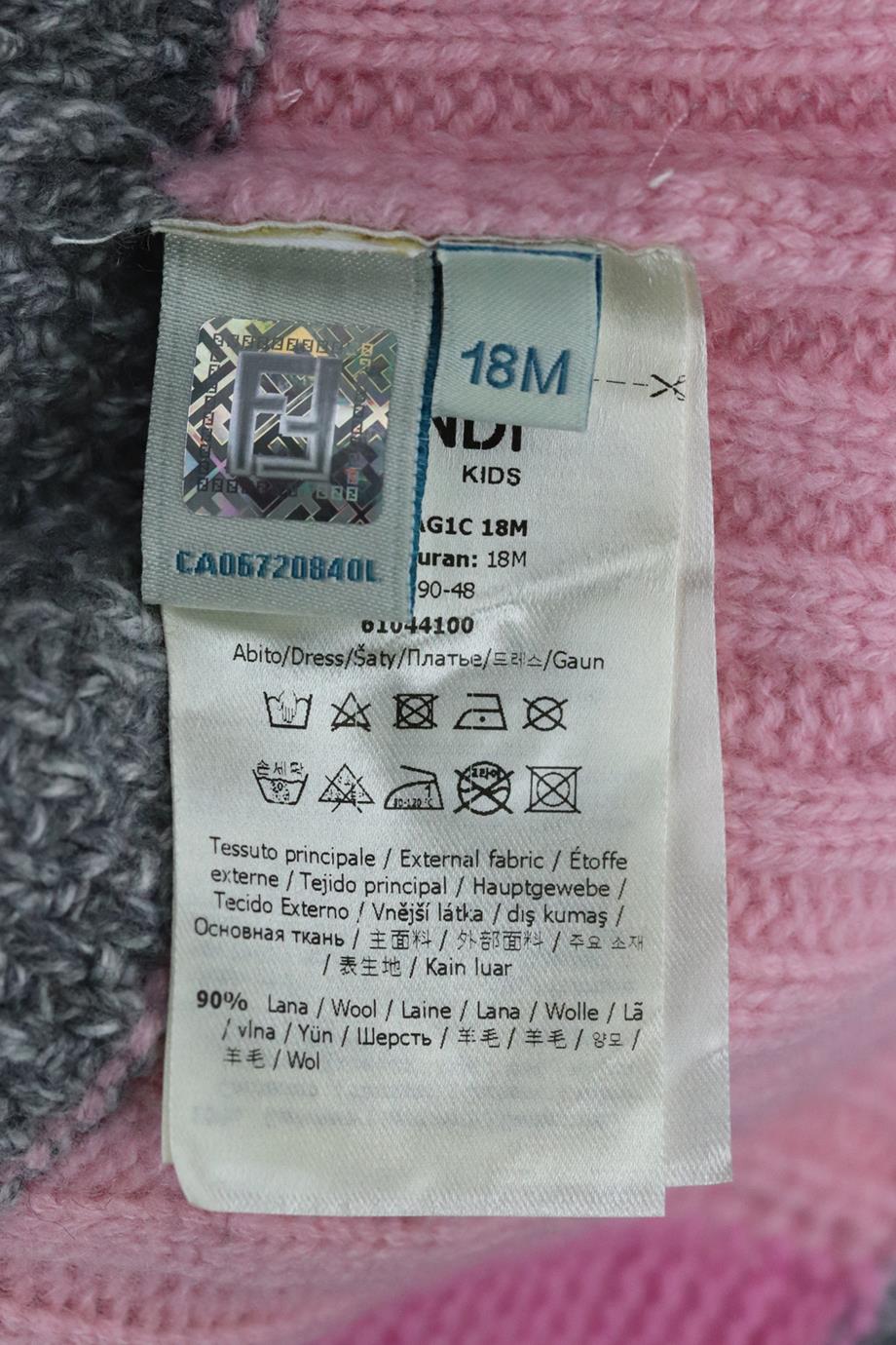 FENDI BABY GIRLS FF WOOL DRESS 18 MONTHS
