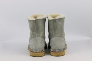 CHANEL 2018 CHAIN DETAILED SHEARLING LINED SUEDE ANKLE BOOTS EU 38 UK 5 US 8