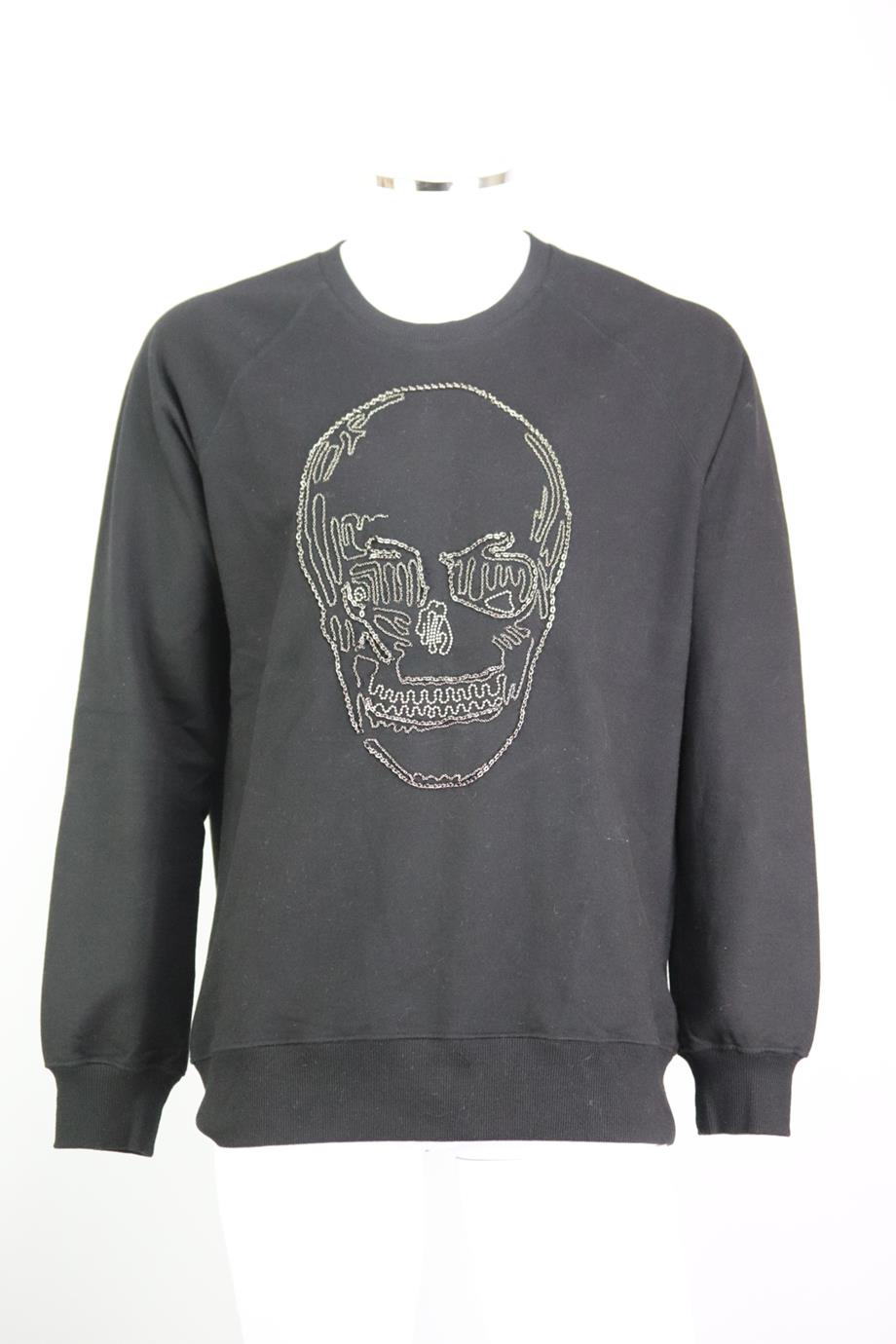 MARKUS LUPFER MEN'S EMBELLISHED COTTON SWEATSHIRT LARGE