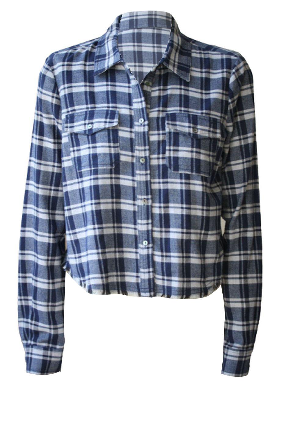 ELIZABETH AND JAMES BUCKLEY PLAID FRAYED HEM SHIRT SMALL