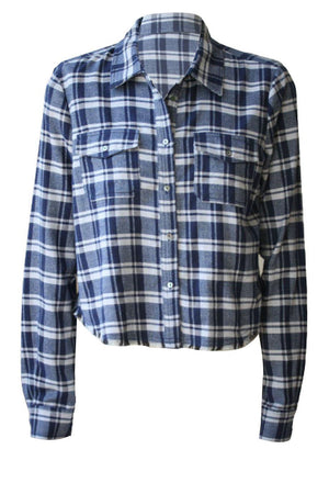 ELIZABETH AND JAMES BUCKLEY PLAID FRAYED HEM SHIRT SMALL