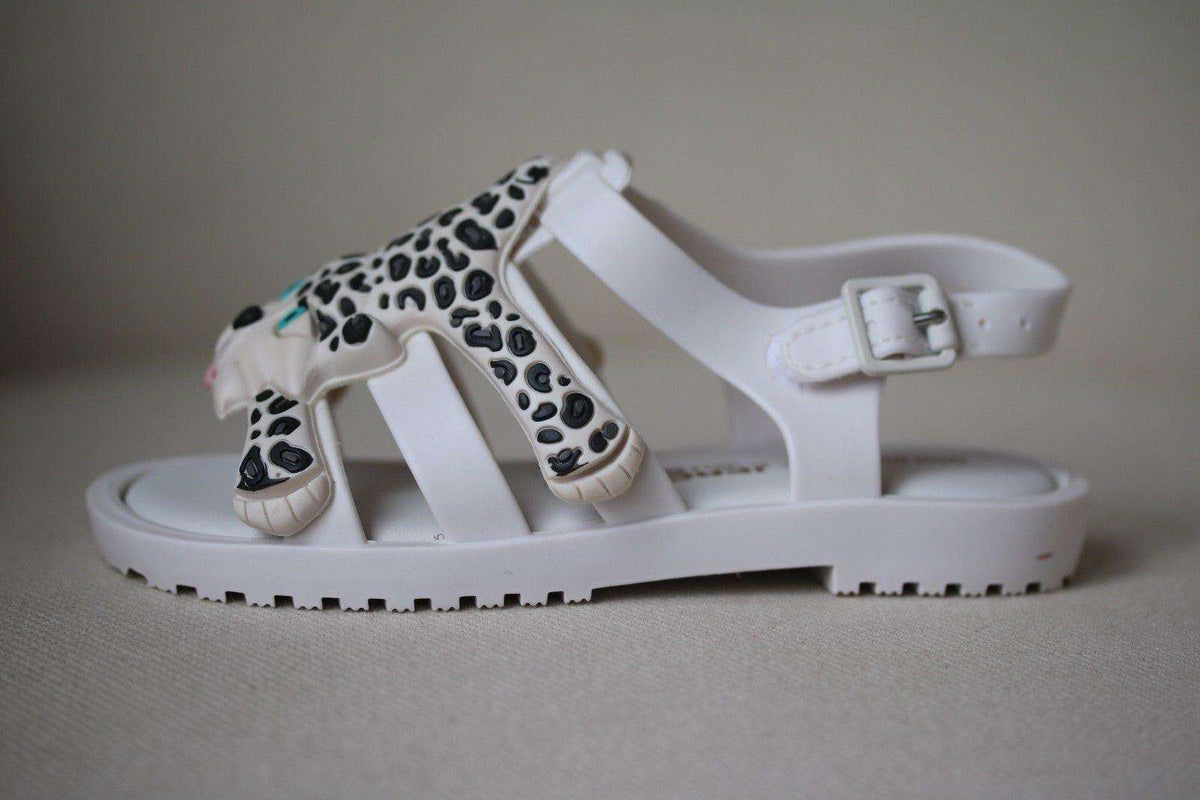 MINI MELISSA KIDS WHITE JEREMY SCOTT FLOX LEOPARD SANDALS EU 24 UK 7