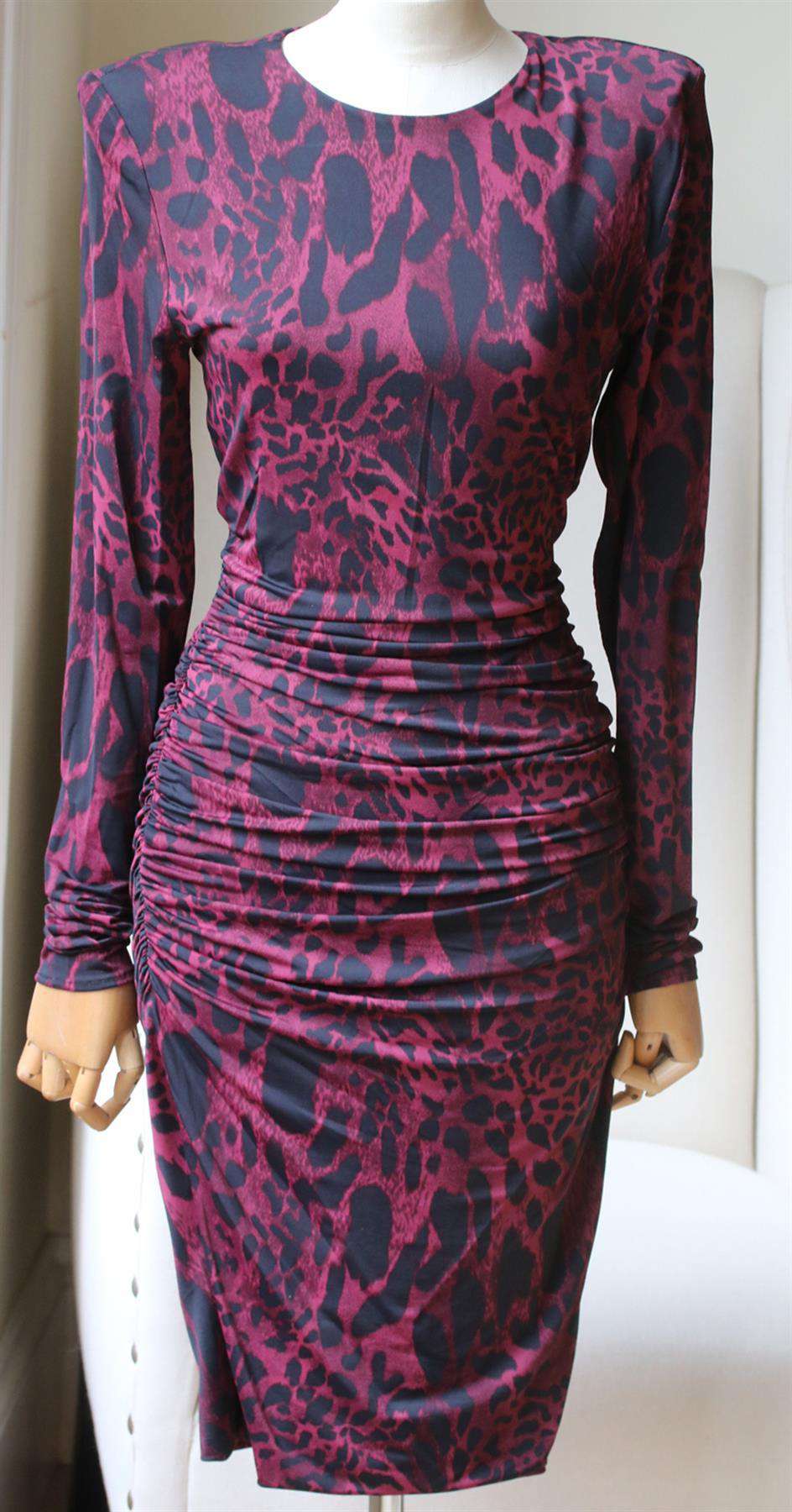 ALEXANDRE VAUTHIER LEOPARD PRINT STRETCH JERSEY MINI DRESS FR 42 UK 14