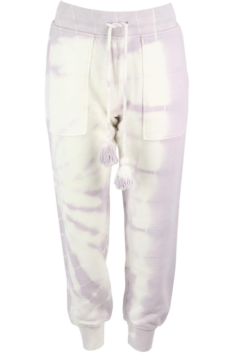 ULLA JOHNSON TIE DYED COTTON TERRY TRACK PANTS SMALL