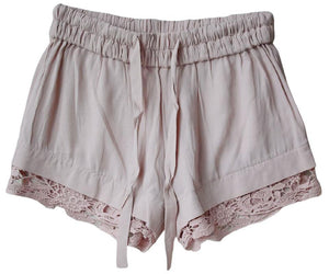 IRO DAINIE CROCHET-TRIMMED CREPE SHORTS FR 38 UK 10