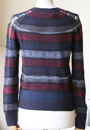 RAQUEL ALLEGRA DISTRESSED TIE DYED MERINO WOOL AND CASHMERE BLEND SWEATER UK 6