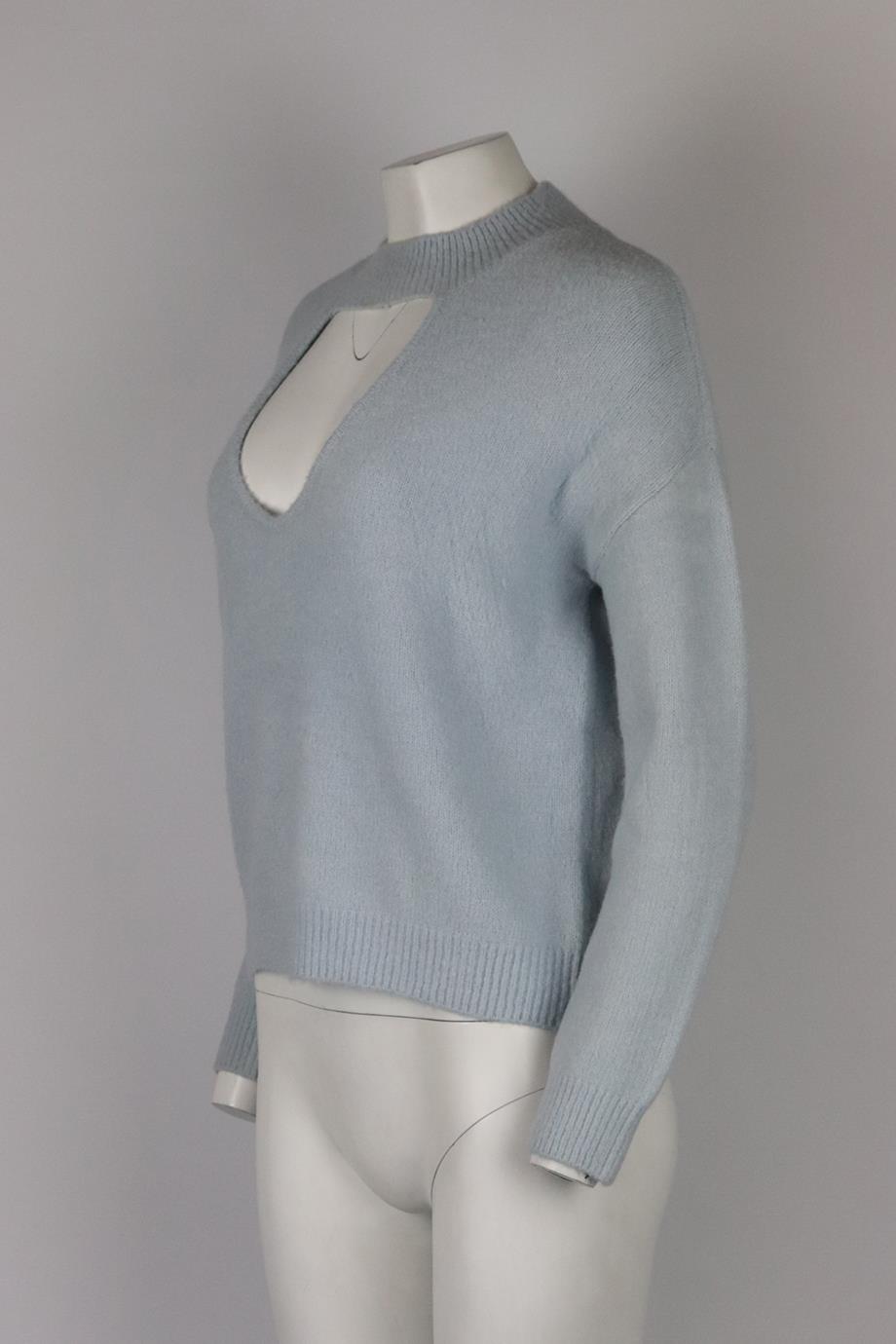ONE GREY DAY CUTOUT BRUSHED KNITTED SWEATER SMALL